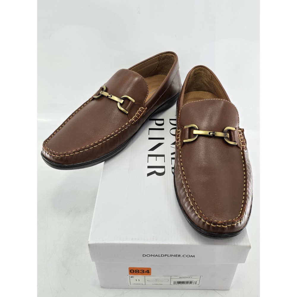 Donald Pliner London61 Loafers‎ Mens 11 Brown Leather Bit Driver - NEW